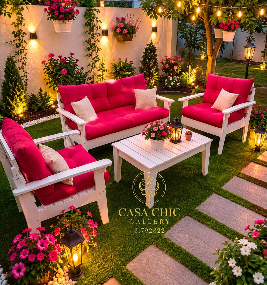 طقم كنبة الحديقة الملونة — أثاث خارجي فاخر لبنان | Casa Chic Gallery